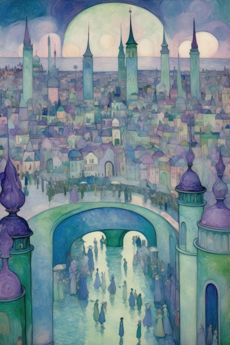 00284-3593219834-_lora_Maurice Prendergast Style_1_Maurice Prendergast Style - a faraway view of a stunning fantasy city of blue, teal, green, pu.png